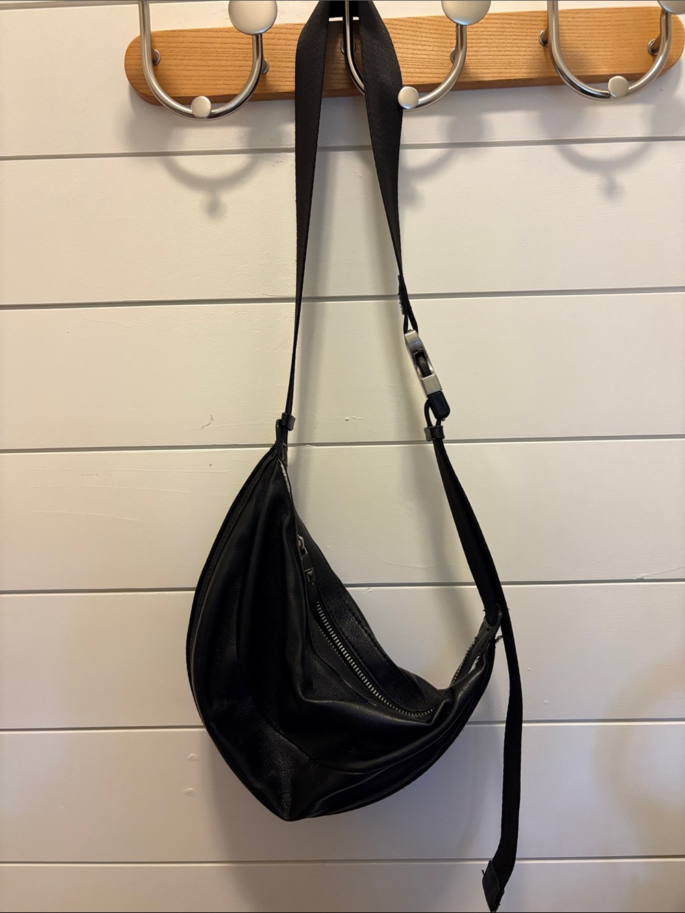 Zara Black Vegan Leather Shoulder Sling Bag